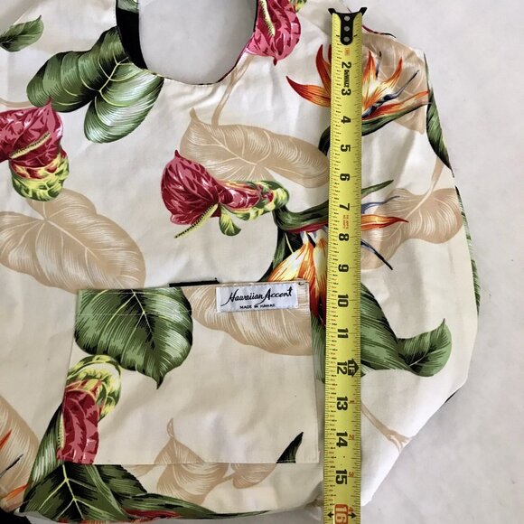 Hawaiian Accent Reversible Large Tote Tropical Shoulder Bag Made In Hawaii USA - Picture 4 of 7